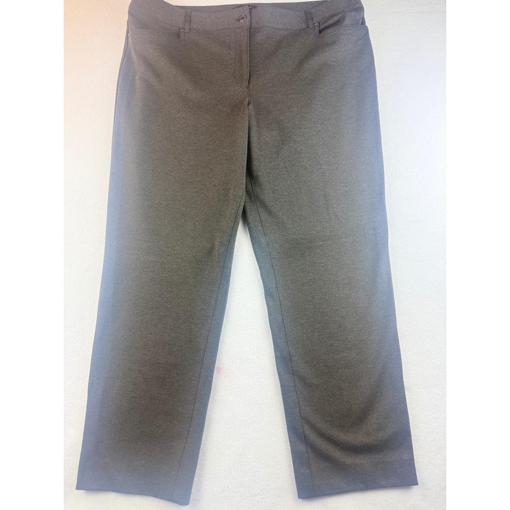 Talbots Womens Gray Knit Trouser Pants Career Straight Leg Size 18